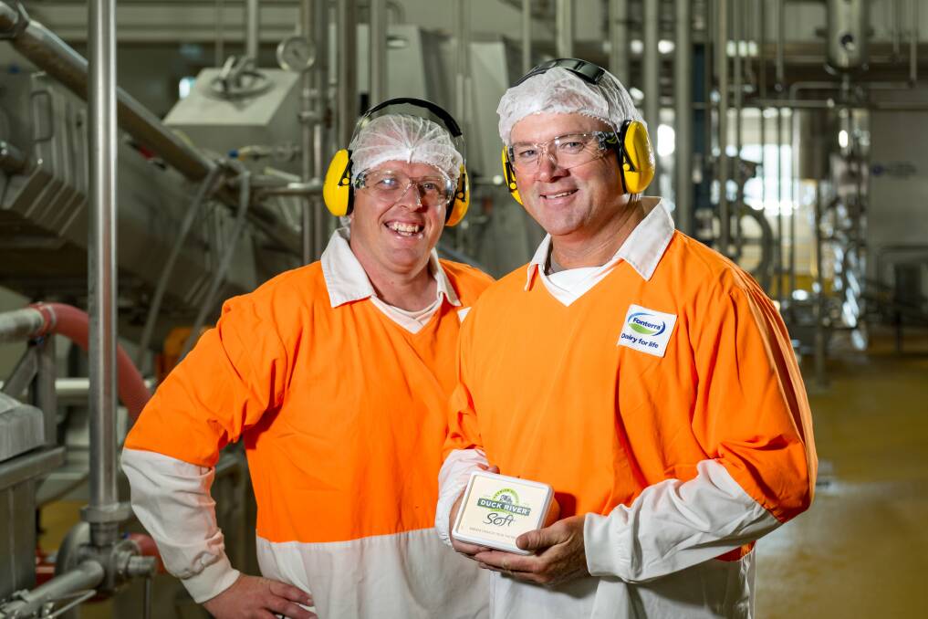 Phil Hall-Midson and Jason Knowles inside the Spreyton factory. Picture by Phillip Biggs