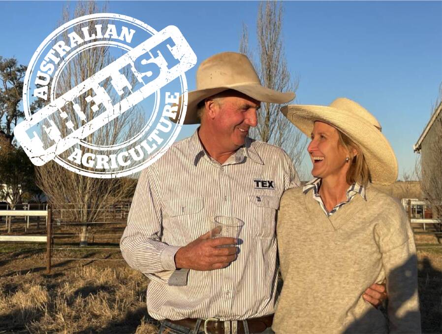 Texas Angus principals Ben and Wendy Mayne celebrate the $360,000 sale of their record-priced bull in July. Picture: Andy Saunders