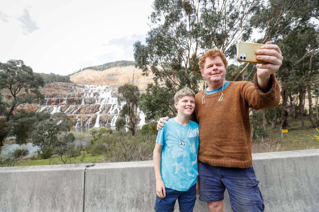 Angus M'Crystal, 12, travelled from Yackandandah with his dad, Hugh, to witness a history-making event. Pictures by James Wiltshire, Border Mail, Albury.