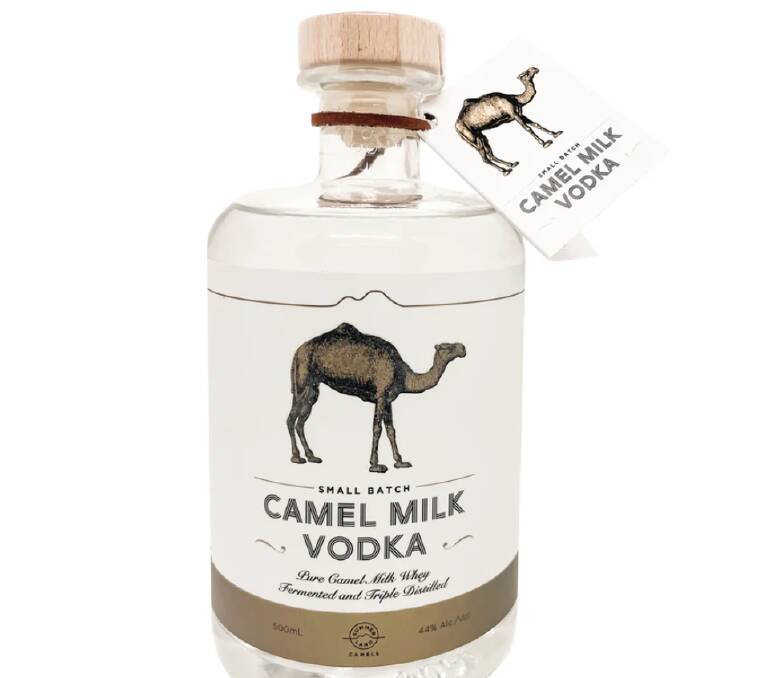 Camel milk vodka is clear, because of the distilling process, and is said to have a smooth flavour. Picture: Supplied Summer Land Camels