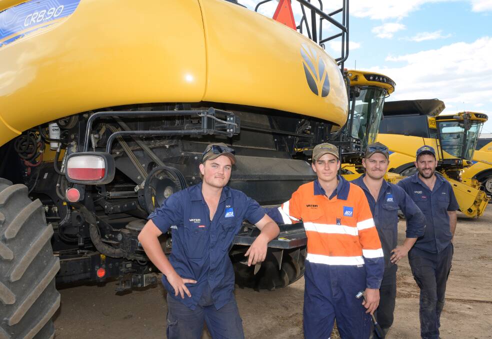 Some of the Vater Machinery team apprentices Drew Degoumois, Tom Willmott, Alex Bawden and senior tech Pete McGregor. Picture supplied