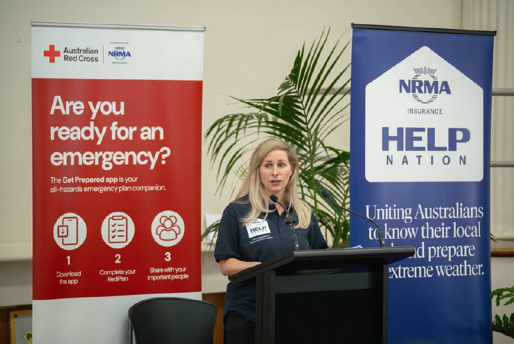 Michelle Klein, Chief Customer and Marketing Officer at IAG giving a welcome speech for the launch Help Nation EmergencyRedi™ workshop in Willoughby, NSW. Photo supplied. 
