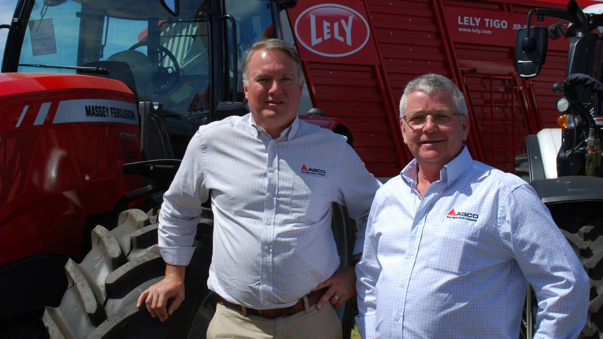 Warwick McCormick, managing director and vice president for Agco Australia and New Zealand, with Mark Smyth, country manager for Lely Australia.