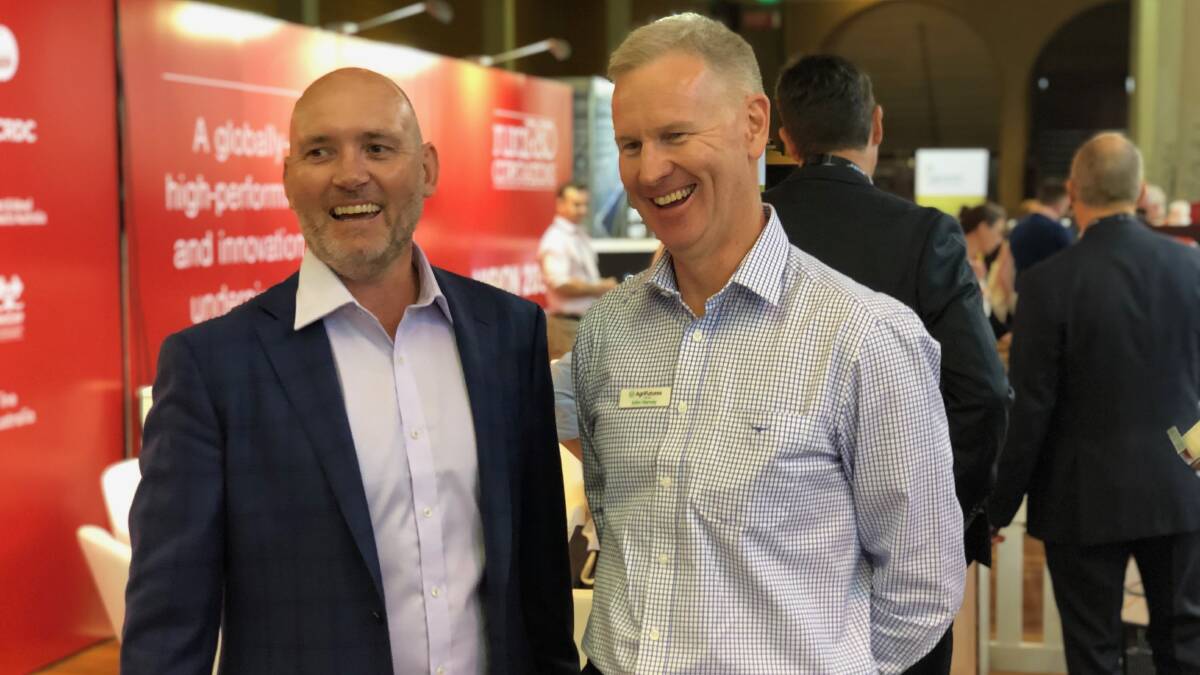 Future focused: Rural Research and Development Corporations executive officer Tim Lester and AgriFutures Australia managing director John Harvey at the Evoke Ag conference held in Melbourne this week. 