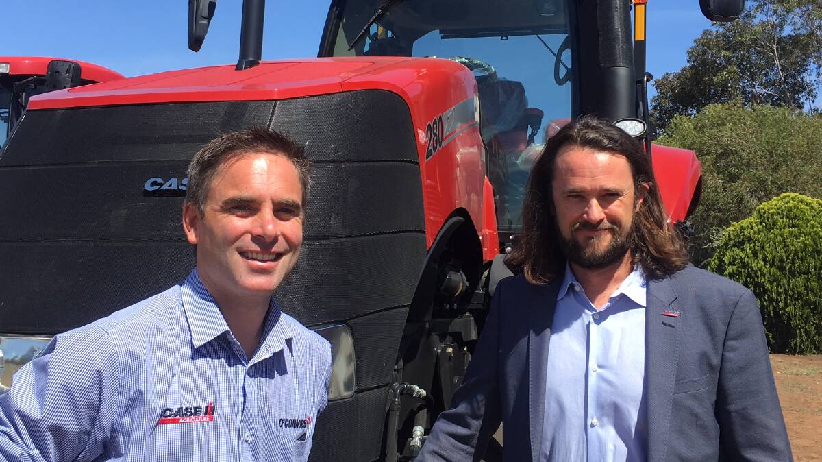 EXPANSION: Gareth Webb, O'Connors chief executive officer, and Pete McCann, general manager, Case IH Australia and New Zealand, announced O'Connors will be expanding into Central West NSW. 