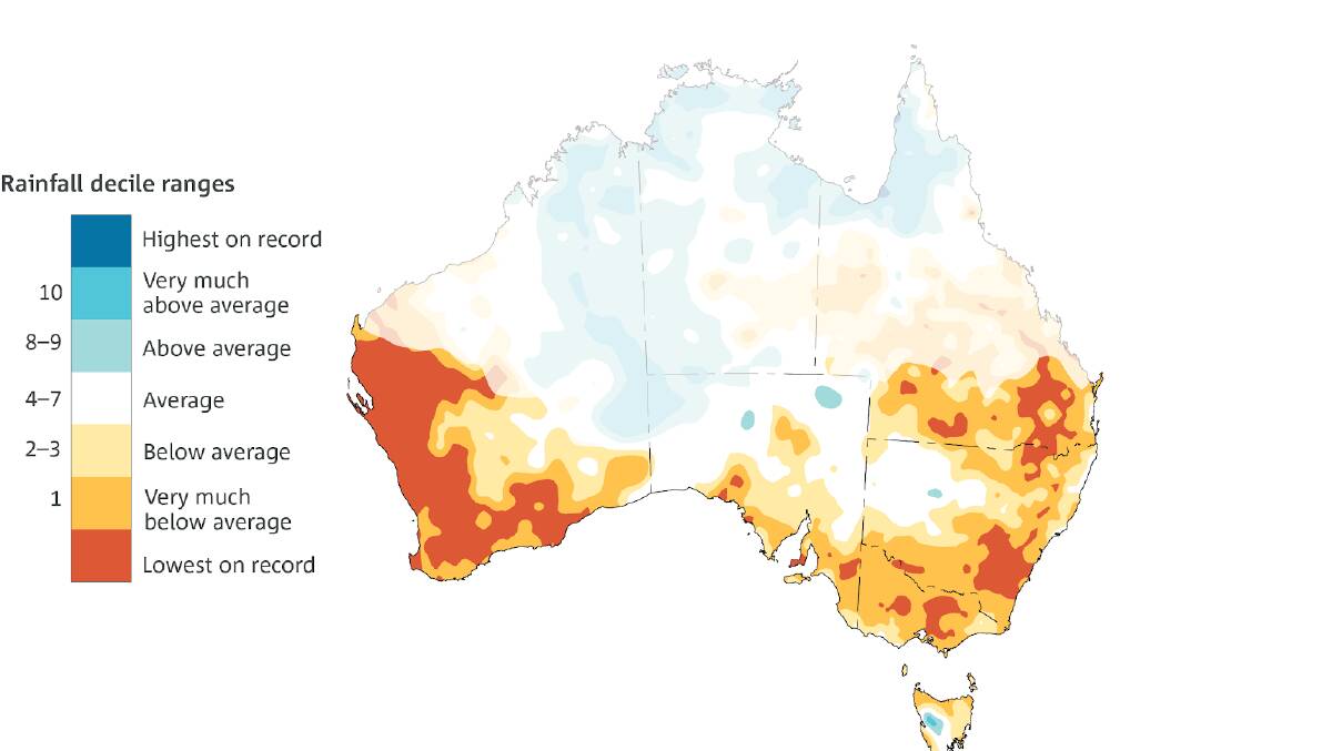 Rainfall has been very low over parts of southern and western Australia between the months of April and October over recent decades. Source: Bureau of Meteorology