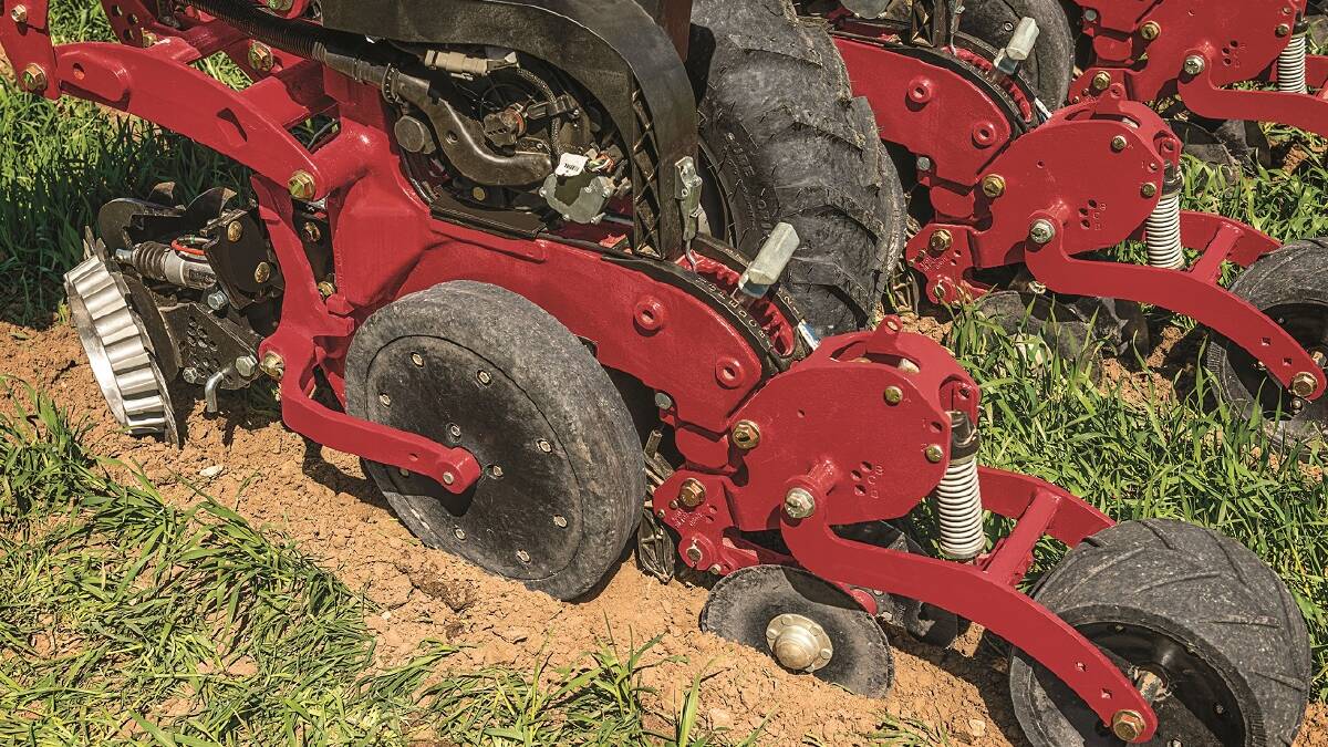 UP EARLY: The row unit on the Early Riser 2130 planter aims to ensure faster emergence.