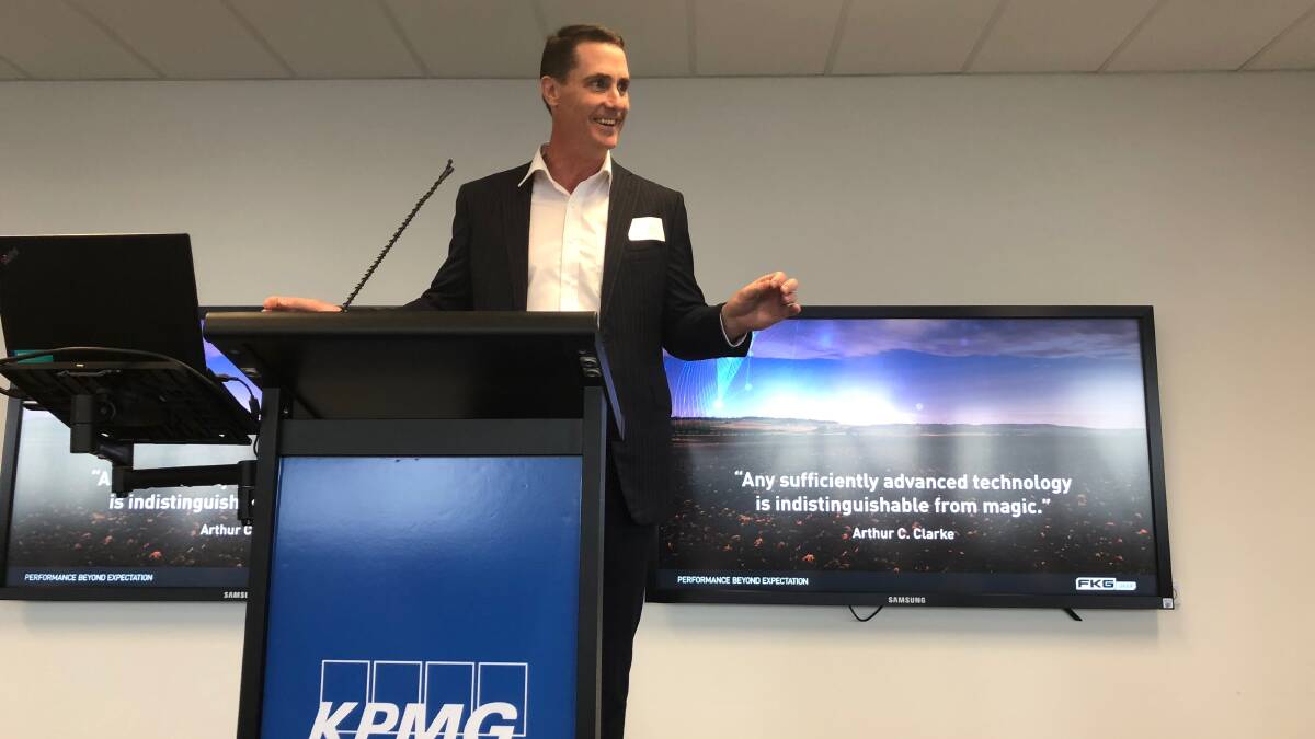 HOME GROWN INNOVATION: FKG Group, CEO digital innovation and energy, Grant Statton speaking at the KPMG IoT Innovation Expo for Smart Food and Fibre, supported by the Food Agility CRC, held last week in Melbourne. 
