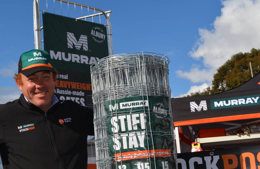Whites Rural National sales manager, Matt Stinson, with Australian-made fencing products sold under the company's recently launched Murray brand.
