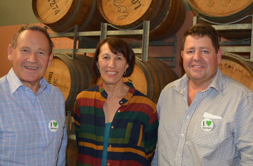 Syngenta Australasia head, Paul Luxton; with Sydney based nutritionist, Catherine Saxelby and North West NSW-Queensland border district farmer, Peter Mailler. 