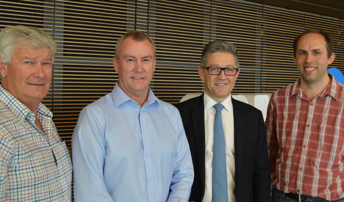 Agribusiness delegation members with ANZ's Singapore chief executive officer, David Green, South Australian pastoral company bosses (far left and right) Andrew Michael, Snowtown, and Nathan Wessling, Adelaide, and ANZ's Australian agribusiness head, Mark Bennett.