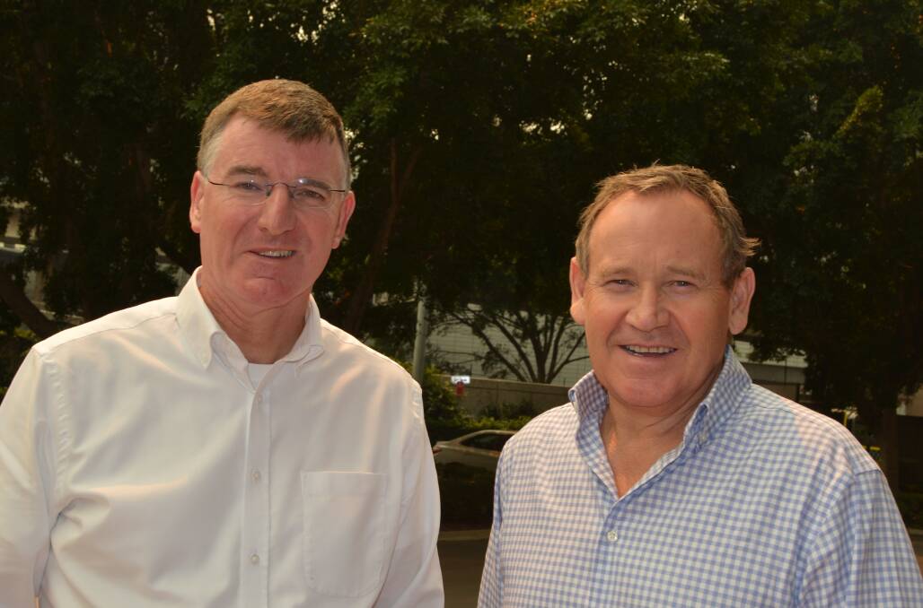 Syngenta global crop protection president, Jon Parr, with Australasian head, Paul Luxton in Sydney last week.