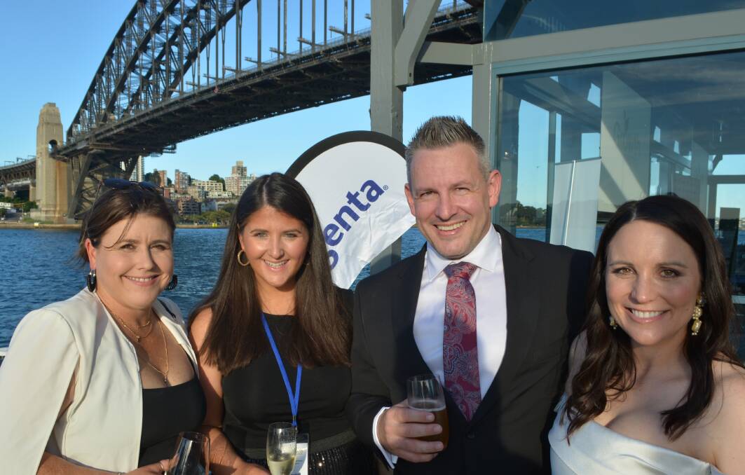Donna Schreurs, Middle Tarwin, in Victorias Gippsland, with Anna Sutton, Syngenta, Sydney, Chad Harper and 2020 growth awards winner, Alex Thomas, both from Nairn, South Australia at the 2023 Syngenta Growth Awards in Sydney. 