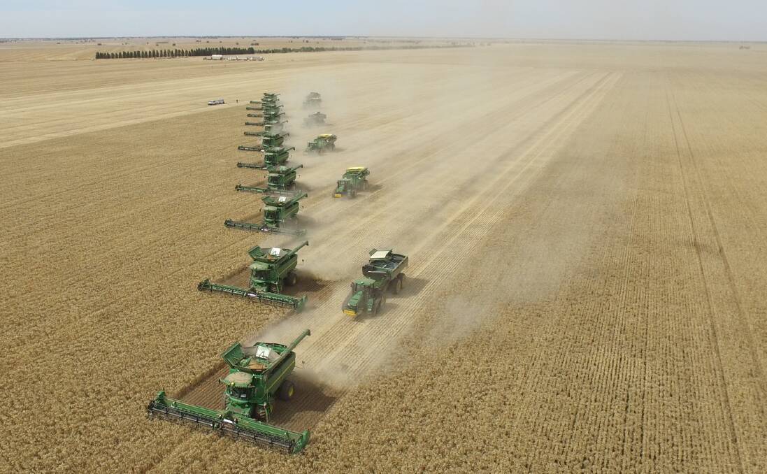 Harvest on Macquarie Group cropping business Lawson Grains' property Borambil near Balldale in southern NSW.