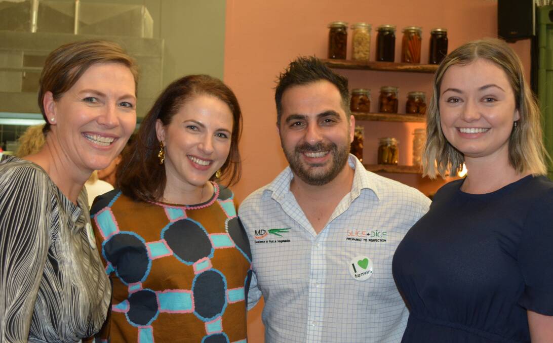 Syngenta's Australasian corporate affairs representatives, Nicole Tyzack and Jaelle Bajada, with Sydney produce markets buyer and reseller, Mouhamad Dib, MD Provodores, and Daily Telegraph food writer, Sally Coates, at the Syngenta AgDay forum.