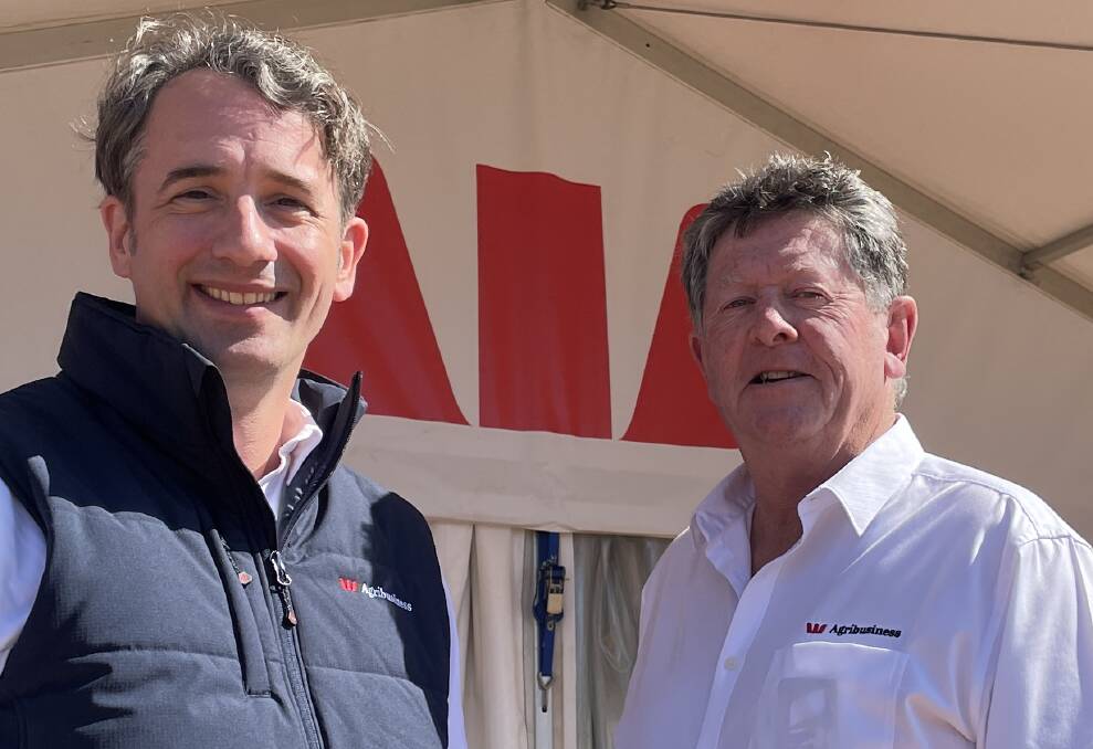 Westpac Banking Corporations national head of agribusiness lending, Ansgar Vogt, and northern NSW regional general manager of agribusiness, Hank MacInnes. Photo Andrew Marshall