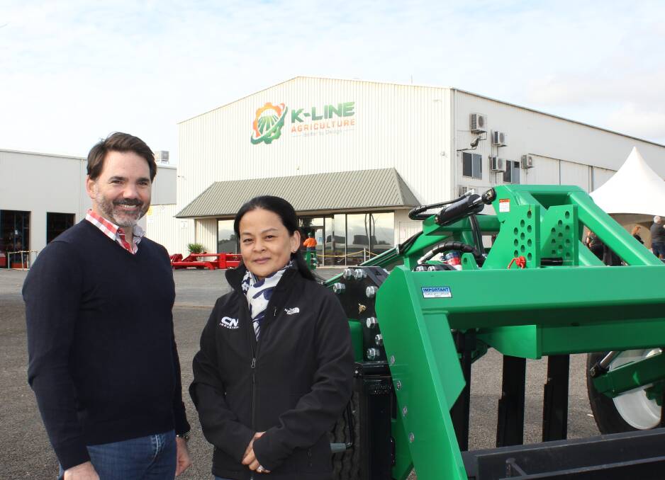CNH Industrial's Australia and New Zealand managing director, Brandon Stannett, with Asia Pacific president, Chun Woytera, at the company's Cowra K-Line Ag manufacturing site in Central West, NSW.