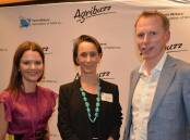 National Australia Banks ACT and southern NSW business bank executive, Naomi Stuart, with NSW Farmers chief executive officer and Agribuzz guest speaker, Annabel Johnson, and NSW Farm Writers Association president, George Hardy.
