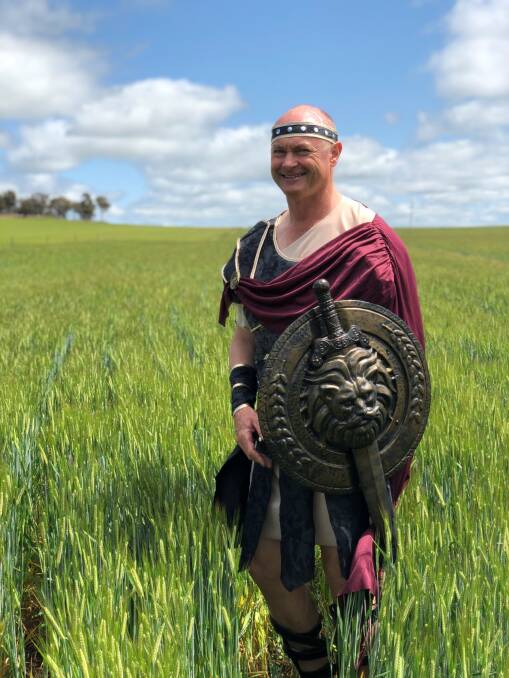 InterGrain barley breeder David Moody dressed as a gladiator for a video to promote the variety, Maximus CL.