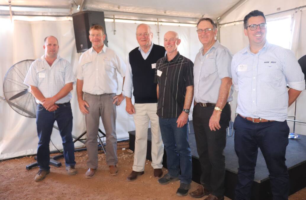 Western Dairy directors Andrew Jenkins (left), vice chairman Robin Lammie, retiring director Brian Piesse, newly-elected director Scott Hamilton, chairman Peter Evans and Nick Brasher. Mr Hamilton, who share farms with wife Sharon at Hithergreen, milking a split calving herd of 235 cows, was first co-opted onto the Western Dairy board in 2018 and was formally elected at the annual general meeting.