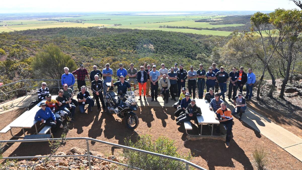 The ADAMA WA 2-Wheel Trial Tour during a visit to Mount O'Brien near Wongan Hills.