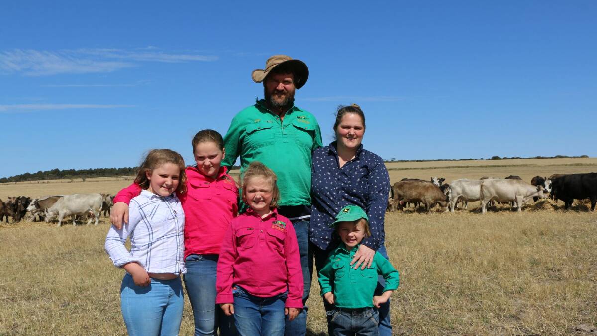 David and Suzie Styles with their children Elsie (8), Mietta (11), Brydee (6) and Naite (4) at their Condingup property.