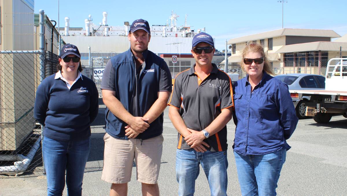  The Brookton contingent of The Sheep Collective producer tour of the Al Messilah last week consisted of Dannielle (left) and Stephen Keatley, a Westcoast Wool and Livestock agent, with sheep producers Travis Eva and Lucille Hobbs.
