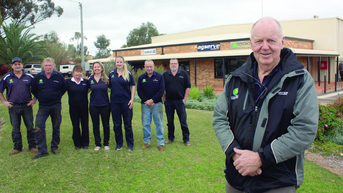 AgServe Goomalling dealer principal Greg Baird (right) and his happy staff posed for Torque last week ahead of this week's major announcement that Goldacres will buy the dealership. 
