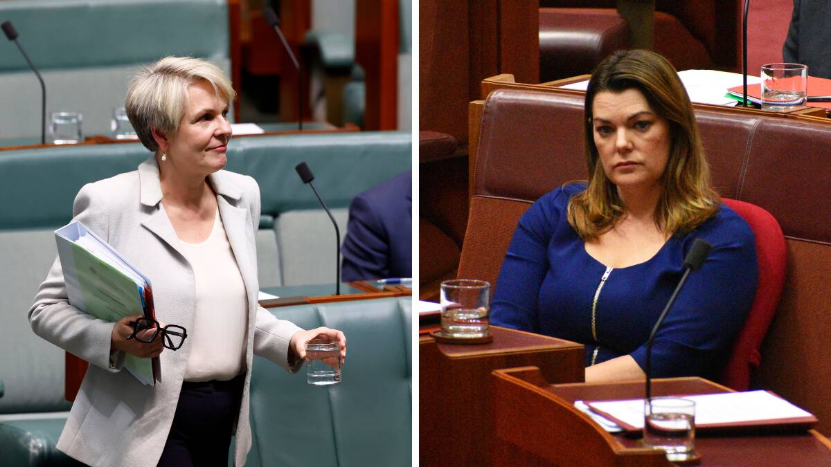 Water Minister Tanya Plibersek and Greens water spokeswoman Sarah Hanson-Young. Pictures by ACM