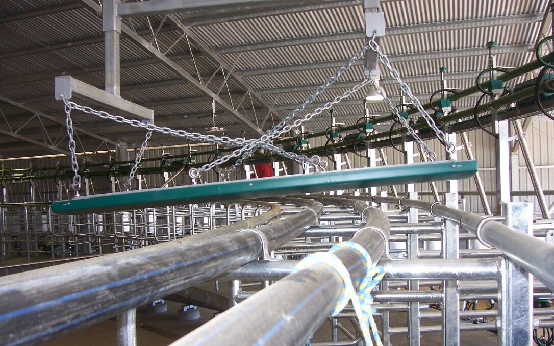Poly pipe protecting an EID reader in a rotary dairy.