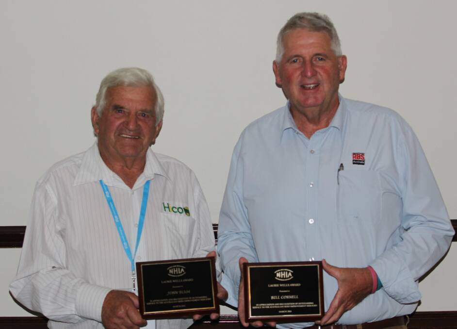 John Blum and Bill Cornell each earned the NHIA Laurie Wells Meritorious Service Award for outstanding service to herd improvement, which was announced at Herd '21.