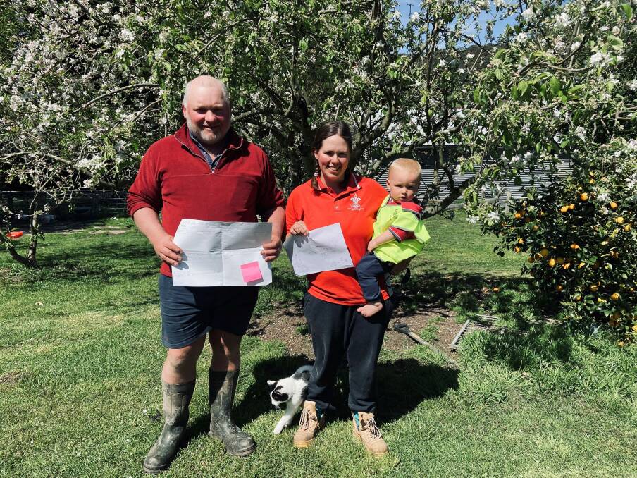 Scott and Jade Tout, with baby Arthur, have found the Our Farm, Our Plan program invaluable in helping them set achievable goals for their business.