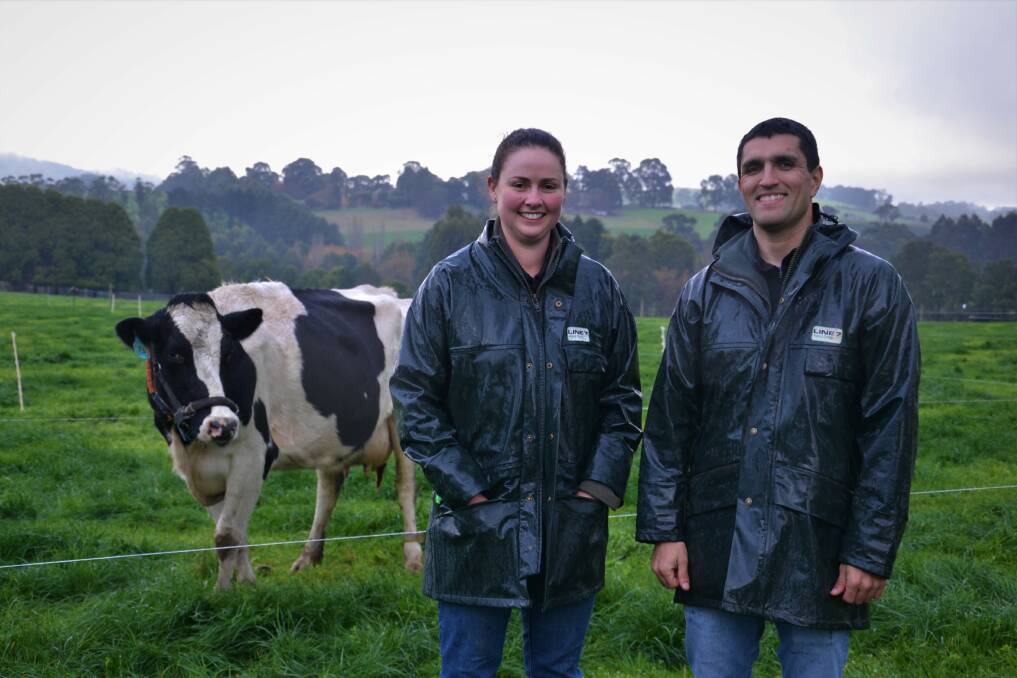 Smart Feeding project team members Meaghan Douglas and Dr Pablo Alvarez. Photo courtesy of Agriculture Victoria.