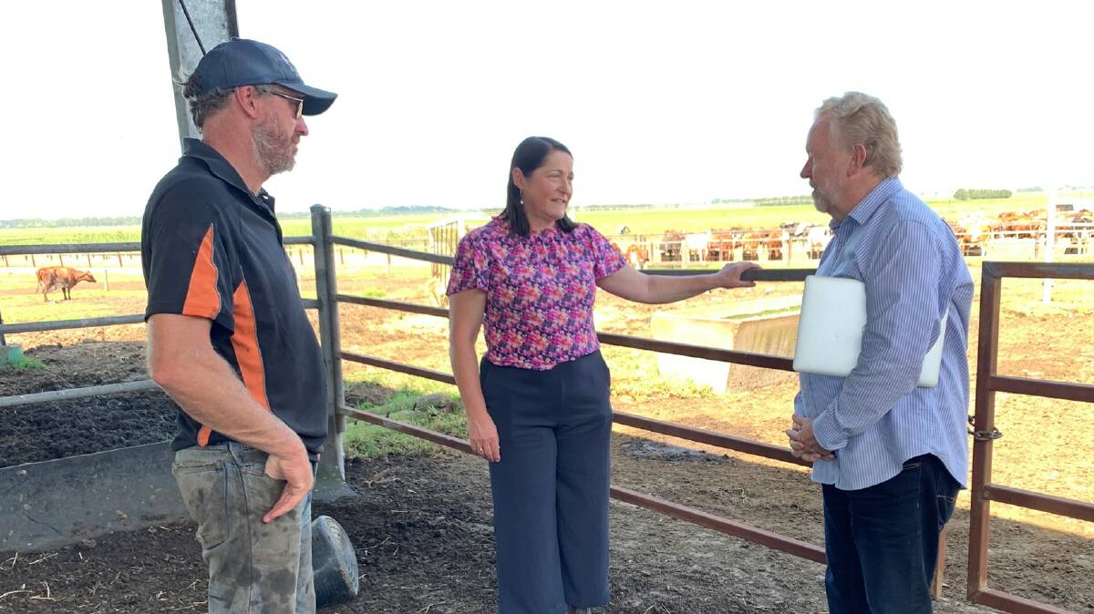 Gilmore MP Fiona Phillips meets with Terara dairy farmers in 2021. Picture: supplied 