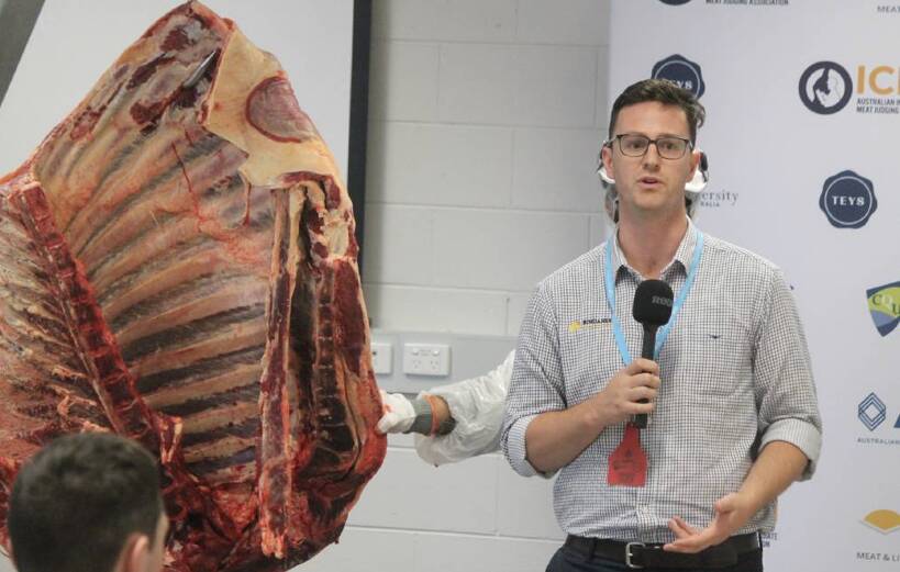 MAKE THE MOST: Bindaree Beef's general manager of sales and marketing Hamish Irvine speaks about carcase utilisation at a previous ICMJ event.