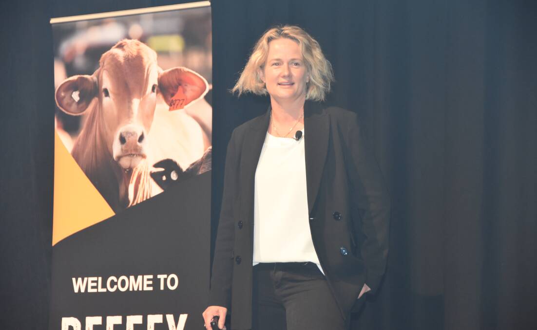 Managing director of Woolworths' red meat business GreenStock, Anna Speer, speaking at Beefex22 in Brisbane.