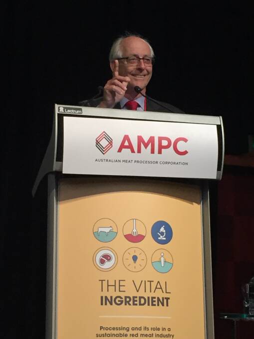 Australian Meat Processor Corporation chairman Peter Noble speaking at the organisation's national conference, currently underway in Sydney.