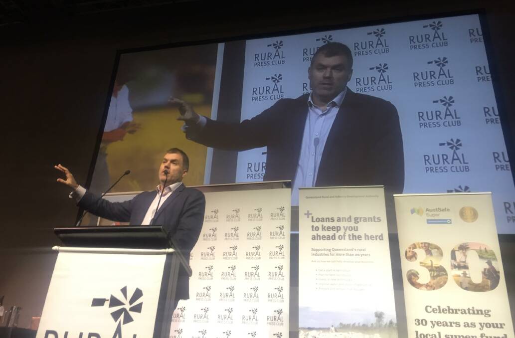 Teys' Tom Maguire speaking at the Rural Press Club breakfast at the Ekka this morning.