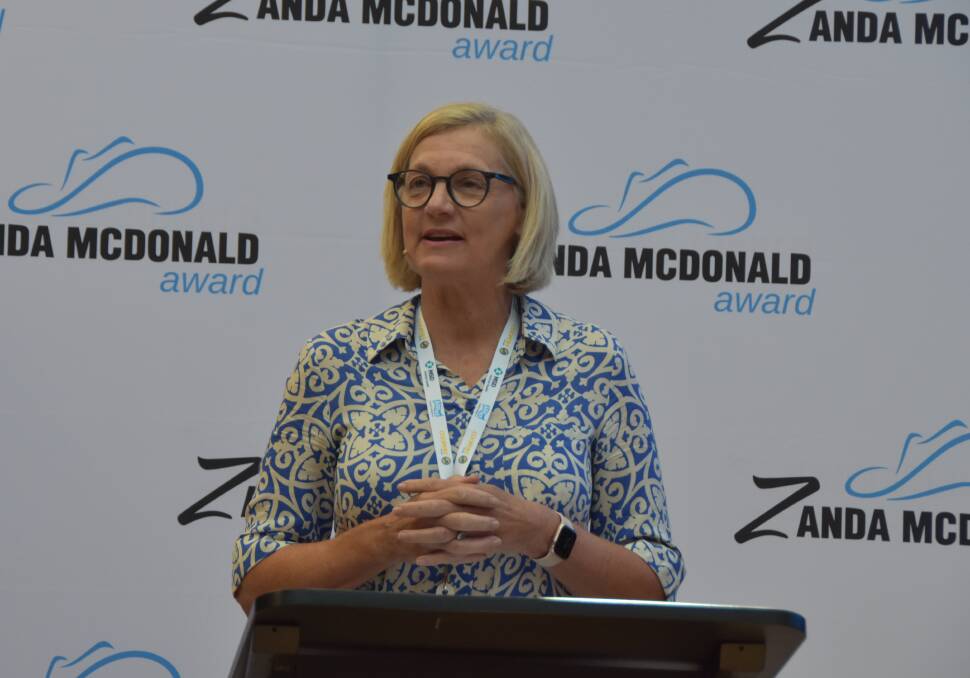 Beef sustainability pioneer Prue Bondfield, Palgrove Charolais and Ultrablack studs on the Queensland NSW border, ran a 'fireside chat' at the Zanda McDonald Impact Summit in Brisbane this month. Picture by Shan Goodwin.