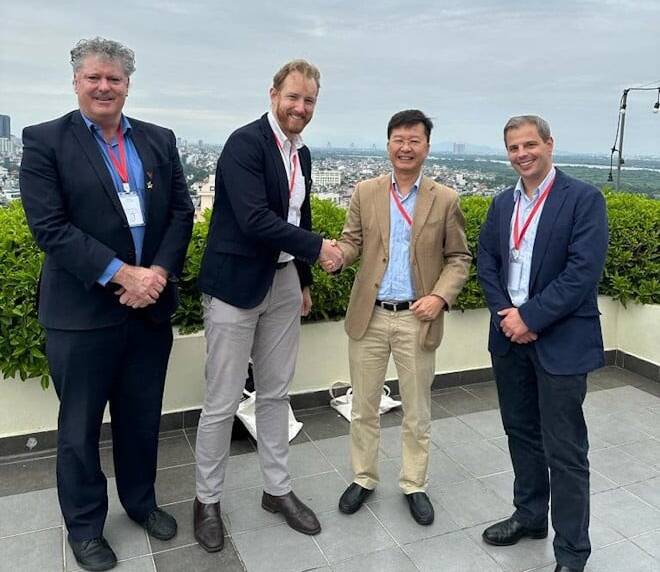 Tony Harman, Australian agriculture counsellor to Vietnam, Spencer Whitaker, market development manager Asia Pacific at MLA, Tang Anh Vinh, deputy head of public veterinary division - DAH and Wayne Collier, LiveCorp.