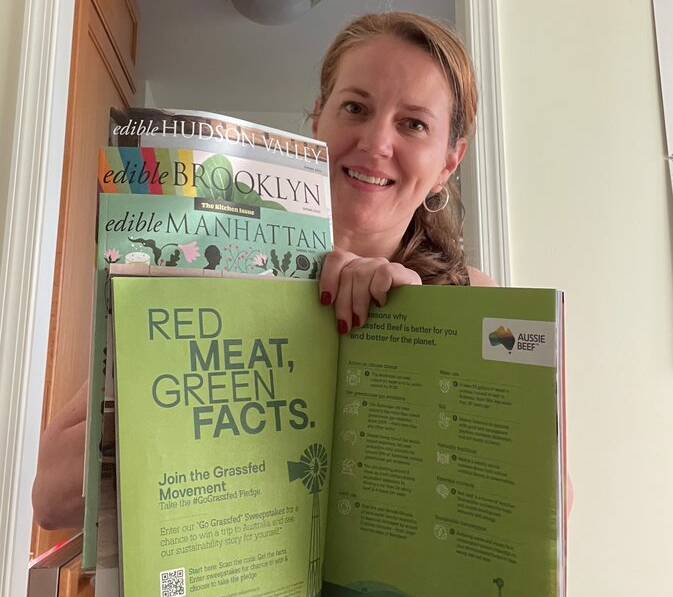 Meat & Livestock Australia's North America business development manager Sabina Kindler with material from the Earth Day campaign being run in the US to promote Australian red meat's sustainability credentials.