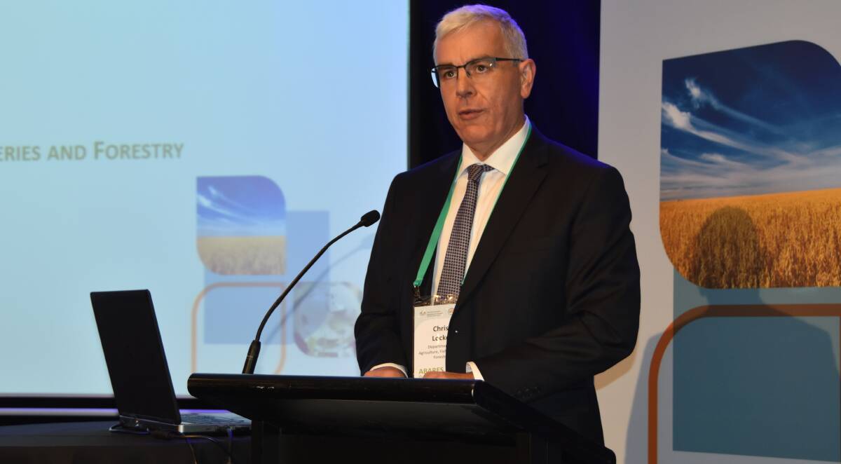 Deputy secretary for biosecurity and compliance at the Department of Agriculture Chris Locke speaking at Outlook 2023.