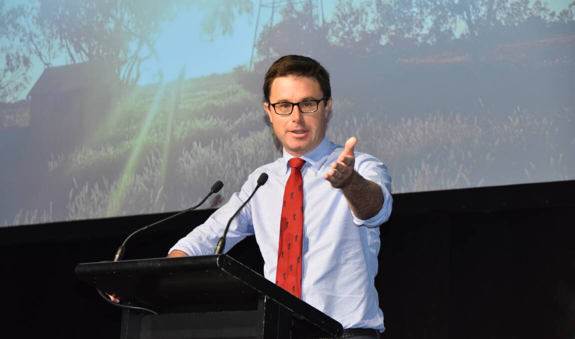 THERE YOU GO: Nationals Leader David Littleproud speaking at a beef industry event when he was the Federal Agriculture Minister. In this role, he worked extensively on reforming grassfed cattle producer representation. 