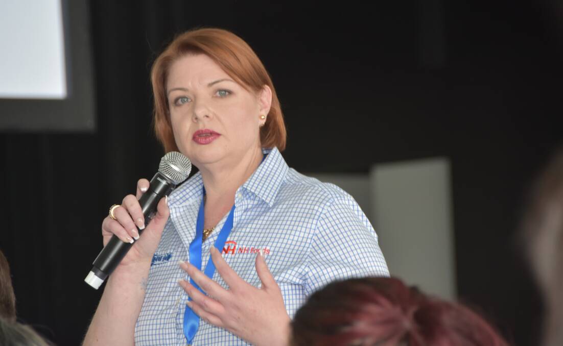 INSPIRING: Emily Coutts, from Oakey Beef Exports in Queensland, speaks about attracting, and retaining, women in the meat industry workforce at a Meat Business Women event in Brisbane a few years ago.