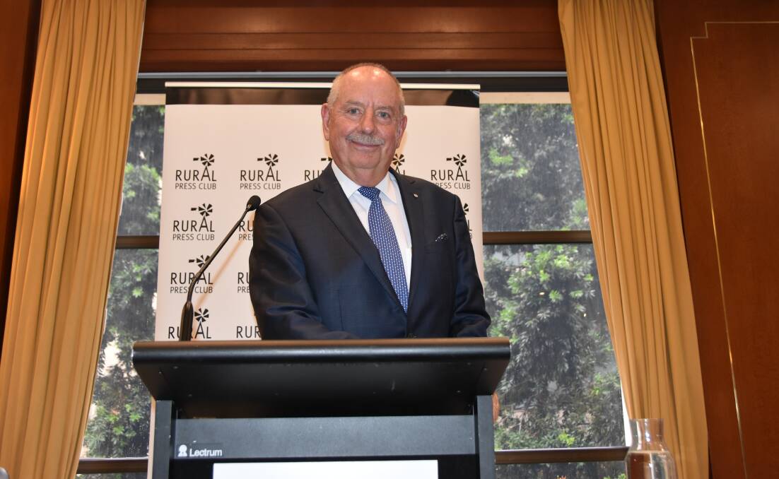 CHANGE: Chair of the Red Meat Advisory Council Don Mackay speaking at a Queensland Rural Press Club lunch in Brisbane yesterday.