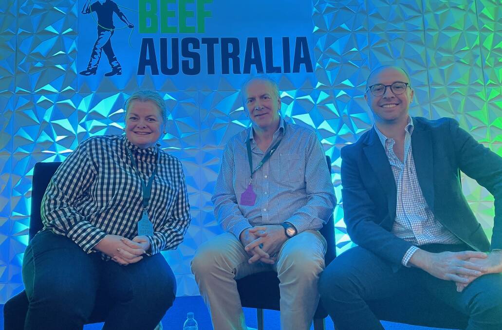 Chief executive officer of Organic Systems & Solutions Marg Will, executive chairman of Macdoch Ag Alasdair Macleod and general manager of industry affairs at the Australian Meat Industry Council Tim Ryan. Picture Shan Goodwin. 