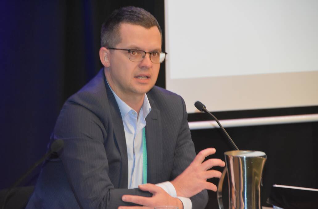 Teys' general manager corporate affairs Michael Rogers speaking at Outlook 2023 in Canberra.