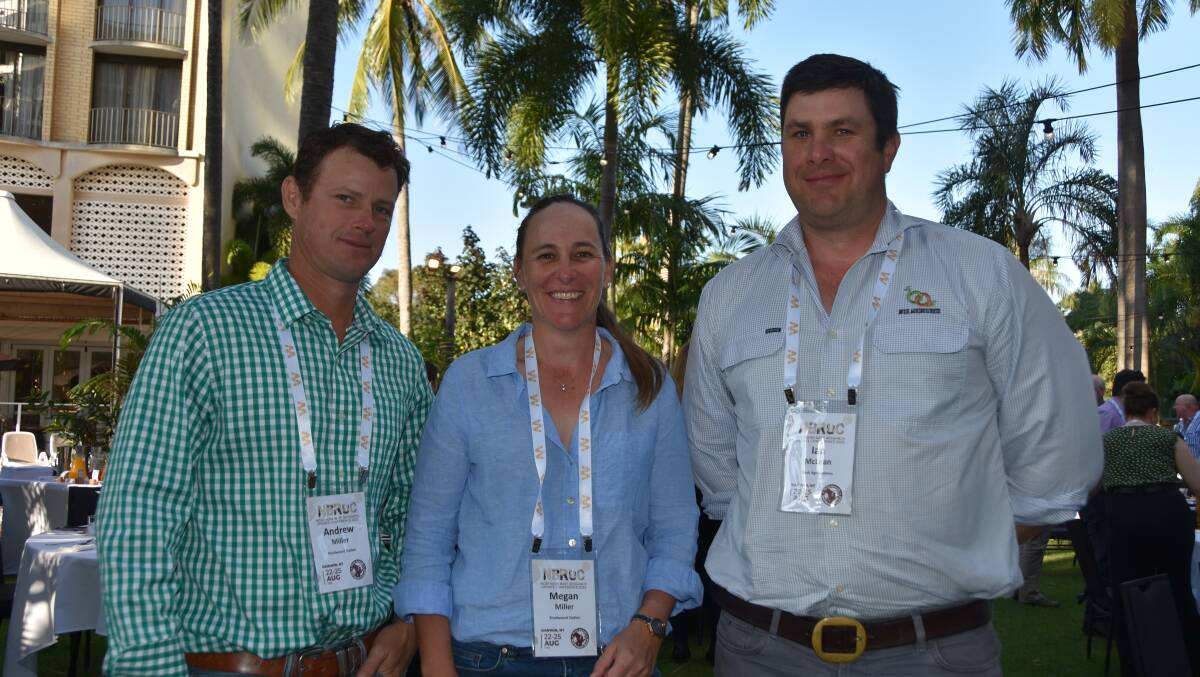 Andrew and Megan Miller with consultant Ian McLean at an industry breakfast hosted by Meat & Livestock Australia in Darwin. Picture Shan Goodwin.