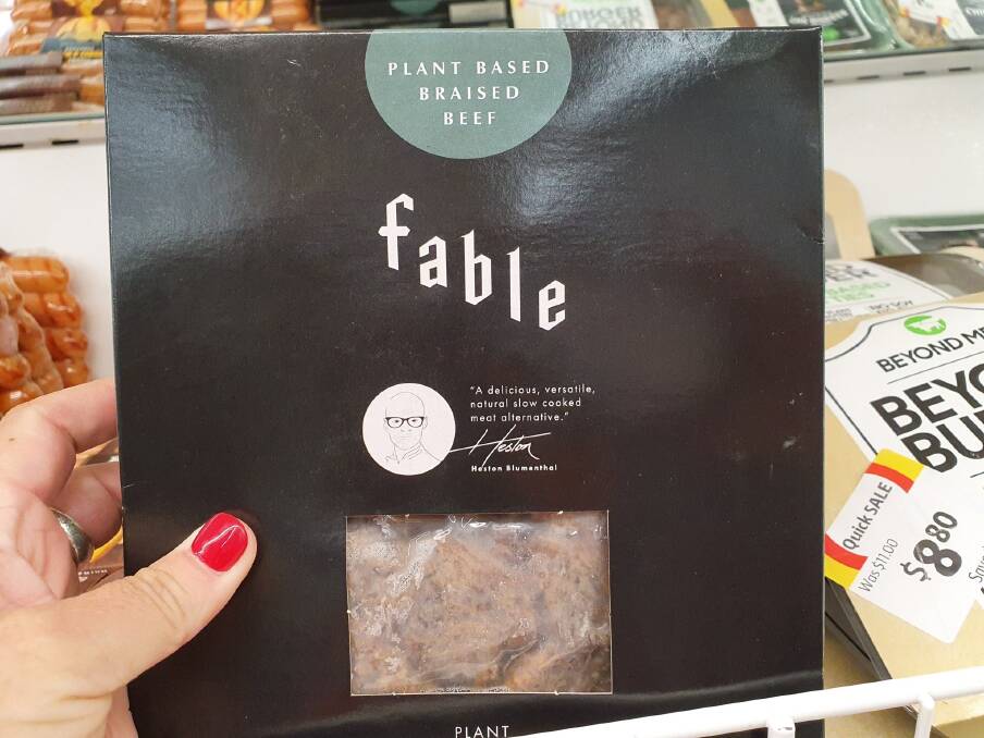 FABLE INDEED: Beef producer Sonya Comiskey snapped this image in her local supermarket of a product that has the word beef in its name. It's 'hero' ingredient is shiitake mushrooms and it also has coconut oil, soy protein, sugar and flour - but no beef at all.