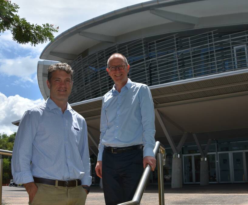 THINK AHEAD: Rabobank beef analyst Angus Gidley-Baird and global strategist in animal protein Justin Sherrard at the NTCA conference in Darwin.
